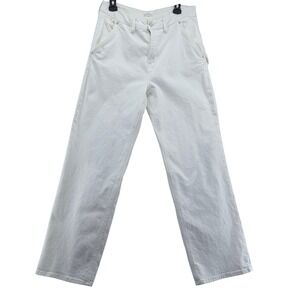 Good American White Wide Leg Carpenter Utility Jeans Womens Size 8 29 High Rise